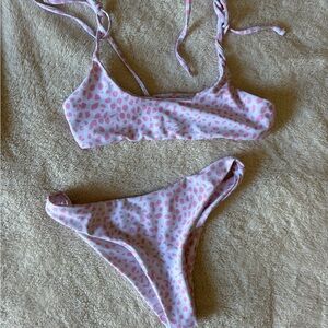 Pink and white abstract dot bikini size small.